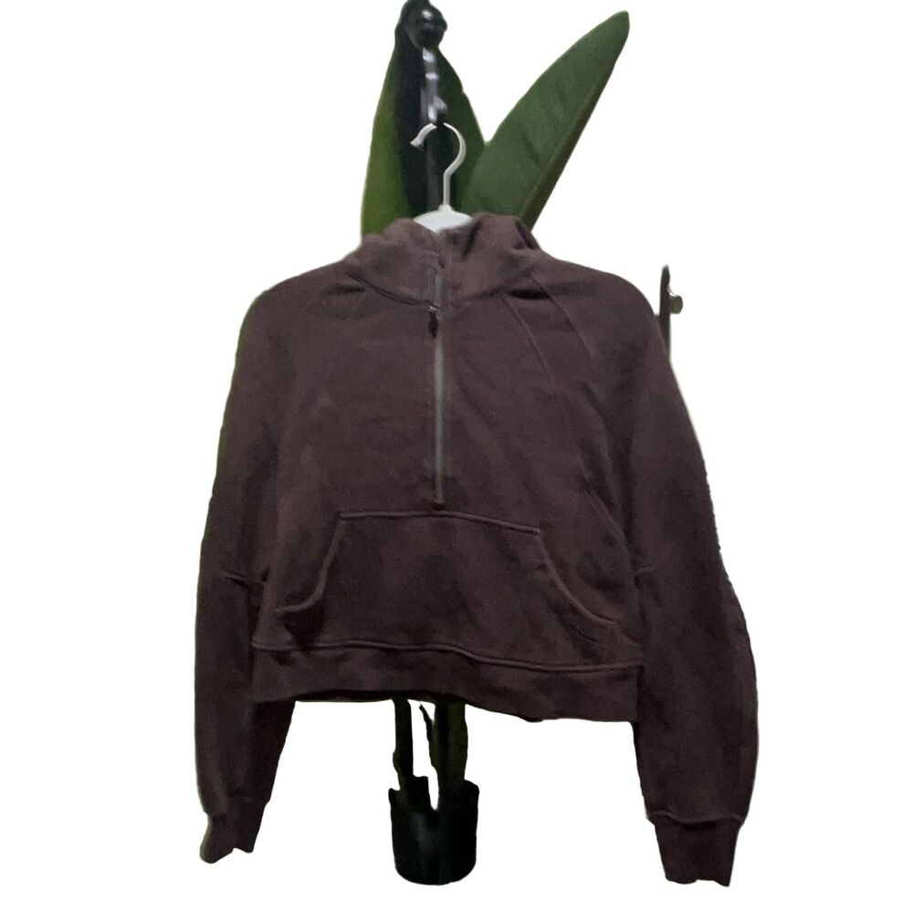 Lululemon Scuba Oversized Half Zip Hoodie Women's S Brown Cropped Fleece